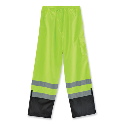GloWear 8915BK Class E Hi-Vis Rain Pants Black Bottom, Large, Lime