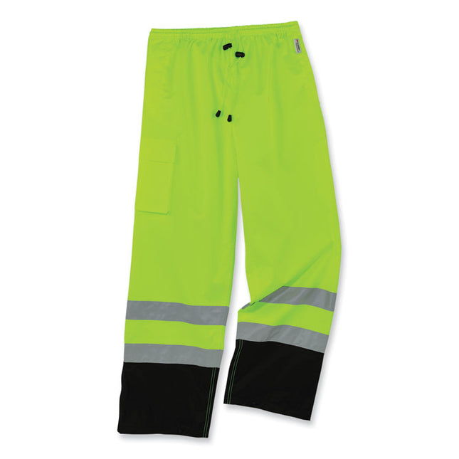 GloWear 8915BK Class E Hi-Vis Rain Pants Black Bottom, X-Large, Lime