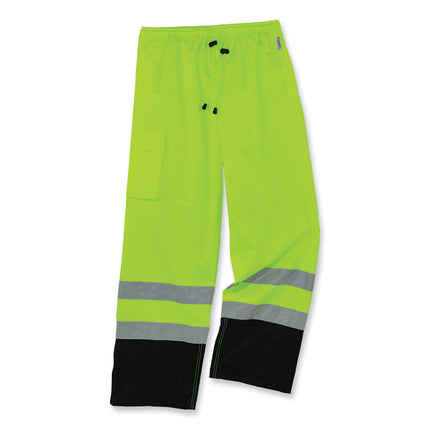 GloWear 8915BK Class E Hi-Vis Rain Pants Black Bottom, 4X-Large, Lime