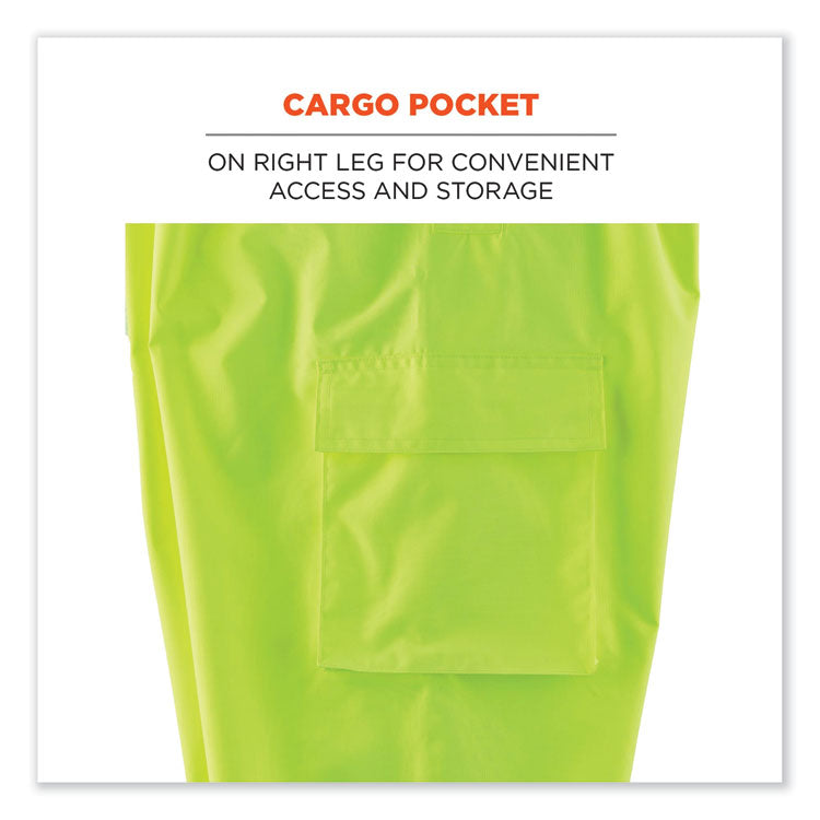 GloWear 8915BK Class E Hi-Vis Rain Pants Black Bottom, 5X-Large, Lime