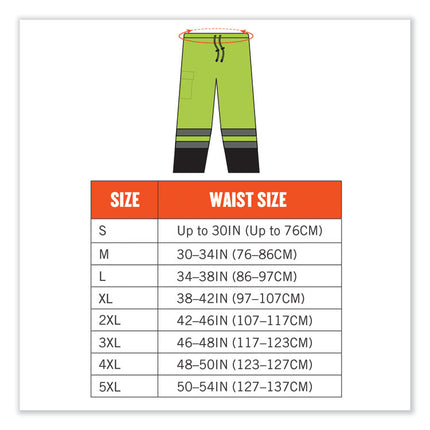 GloWear 8915BK Class E Hi-Vis Rain Pants Black Bottom, 5X-Large, Lime