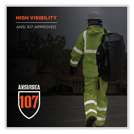 GloWear 8376K Lightweight HV Rain Suit, Large, Lime