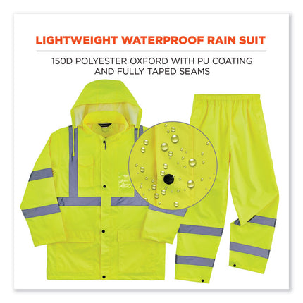 GloWear 8376K Lightweight HV Rain Suit, X-Large, Lime