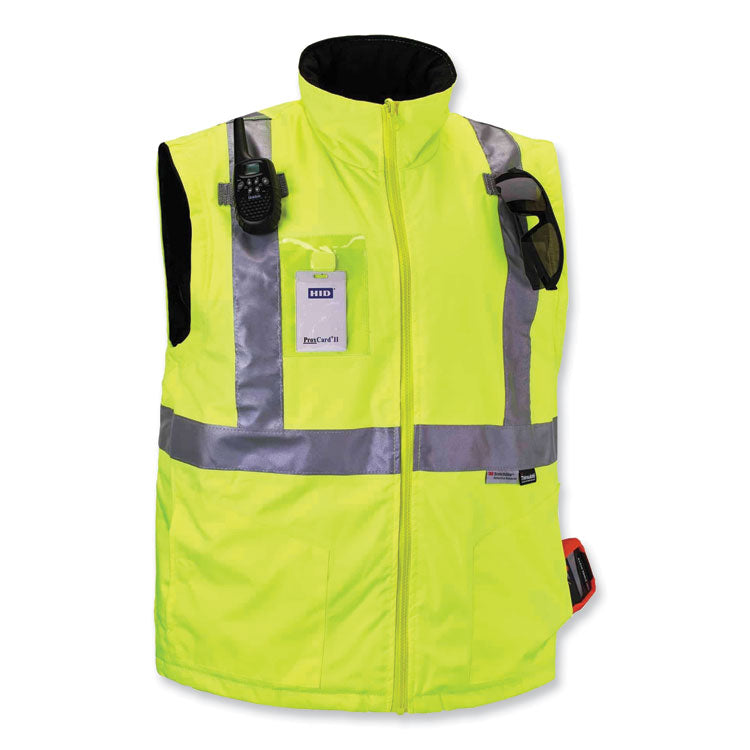 GloWear 8287 Class 2 Hi-Vis Jacket with Removable Sleeves, Medium, Lime