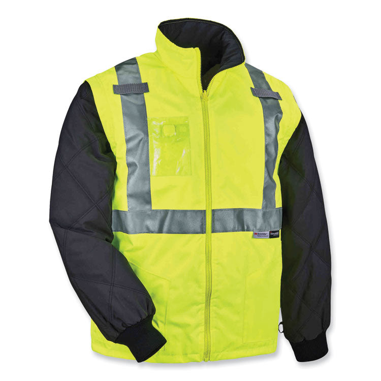 GloWear 8287 Class 2 Hi-Vis Jacket with Removable Sleeves, Medium, Lime