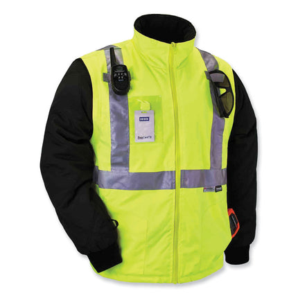 GloWear 8287 Class 2 Hi-Vis Jacket with Removable Sleeves, Large, Lime