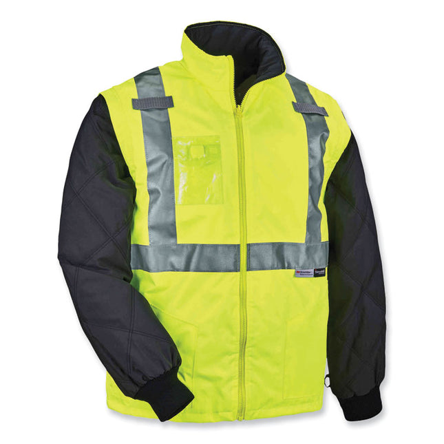 GloWear 8287 Class 2 Hi-Vis Jacket with Removable Sleeves, X-Large, Lime