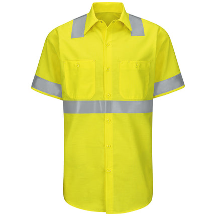 Red Kap® Men's Hi-Visibility Short Sleeve Ripstop Work Shirt - Type R, Class 2 / SY24HV