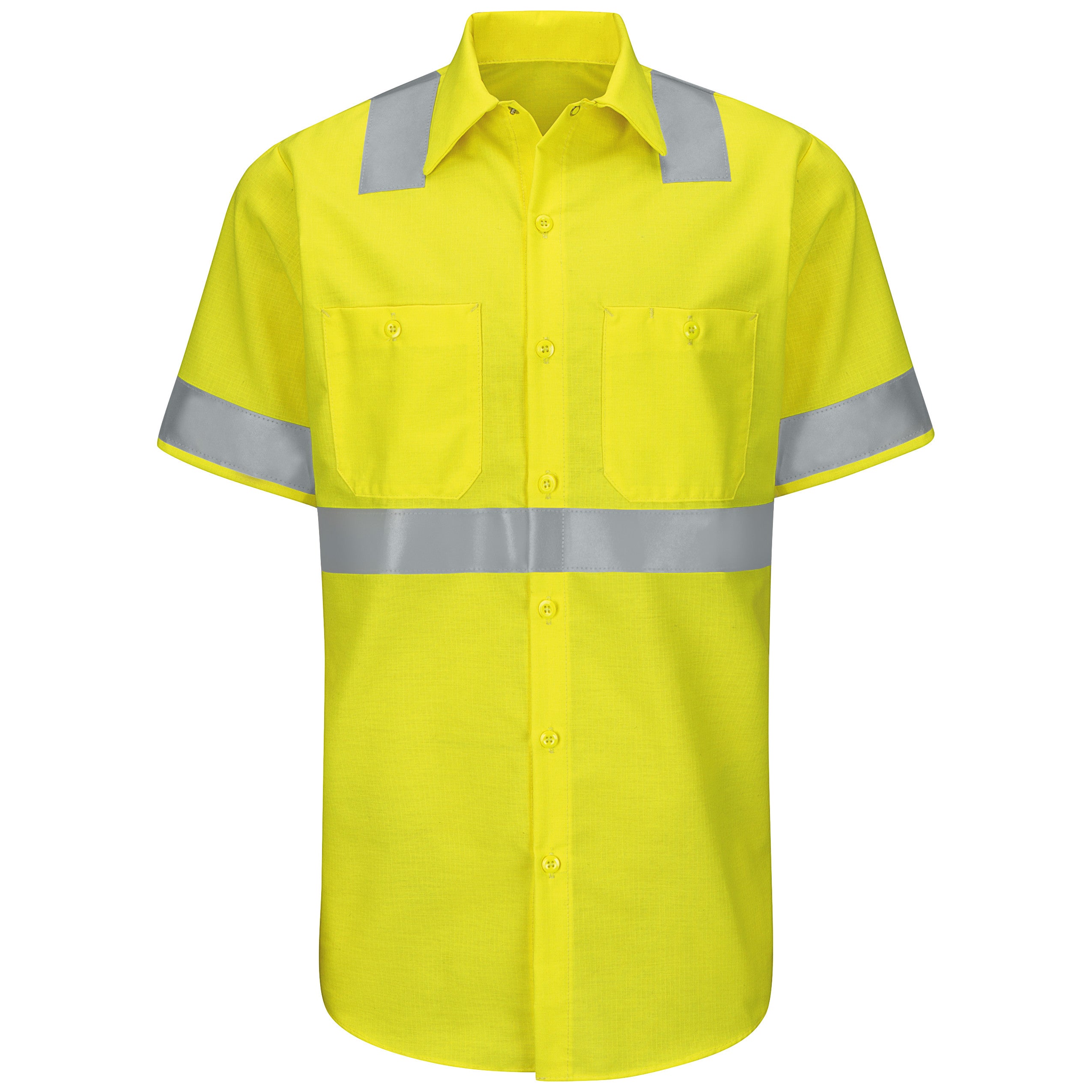 Red Kap® Men's Hi-Visibility Short Sleeve Ripstop Work Shirt - Type R, Class 2 / SY24HV