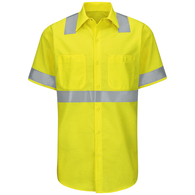 Red Kap® Men's Hi-Visibility Short Sleeve Ripstop Work Shirt - Type R, Class 2 / SY24HV