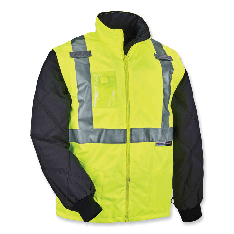GloWear 8287 Class 2 Hi-Vis Jacket with Removable Sleeves, 3X-Large, Lime