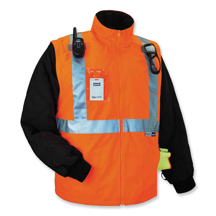 GloWear 8287 Class 2 Hi-Vis Jacket with Removable Sleeves, 3X-Large, Orange