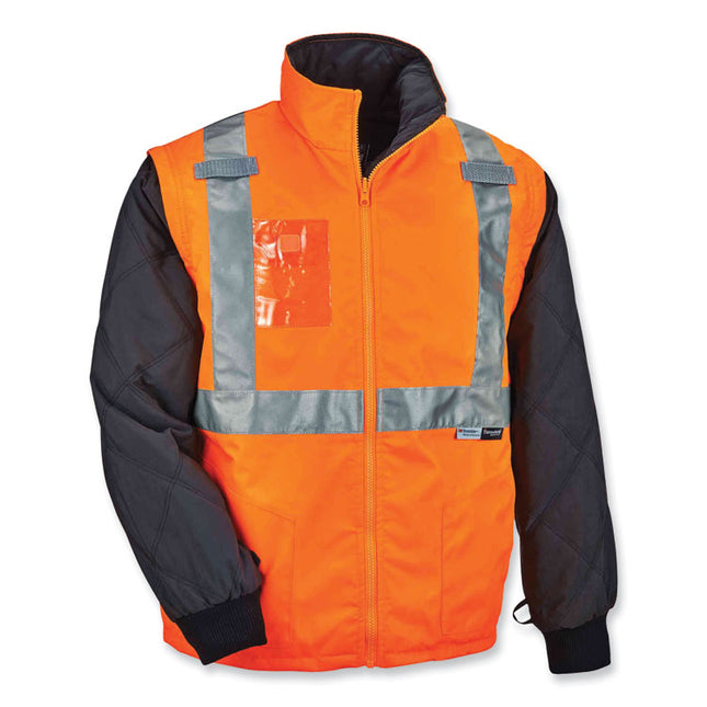 GloWear 8287 Class 2 Hi-Vis Jacket with Removable Sleeves, 3X-Large, Orange