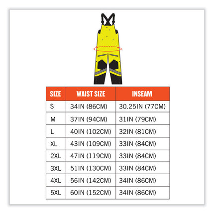 GloWear 8928 Class E Hi-Vis Insulated Bibs, Small, Lime