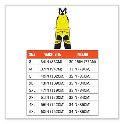 GloWear 8928 Class E Hi-Vis Insulated Bibs, Large, Lime