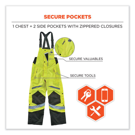 GloWear 8928 Class E Hi-Vis Insulated Bibs, X-Large, Lime