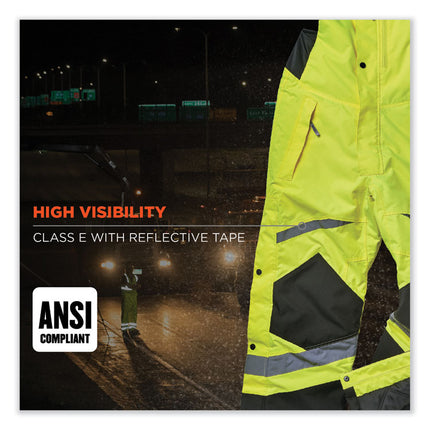 GloWear 8928 Class E Hi-Vis Insulated Bibs, 2X-Large, Lime