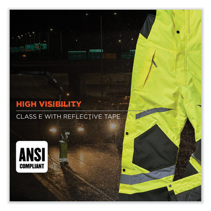 GloWear 8928 Class E Hi-Vis Insulated Bibs, 3X-Large, Lime