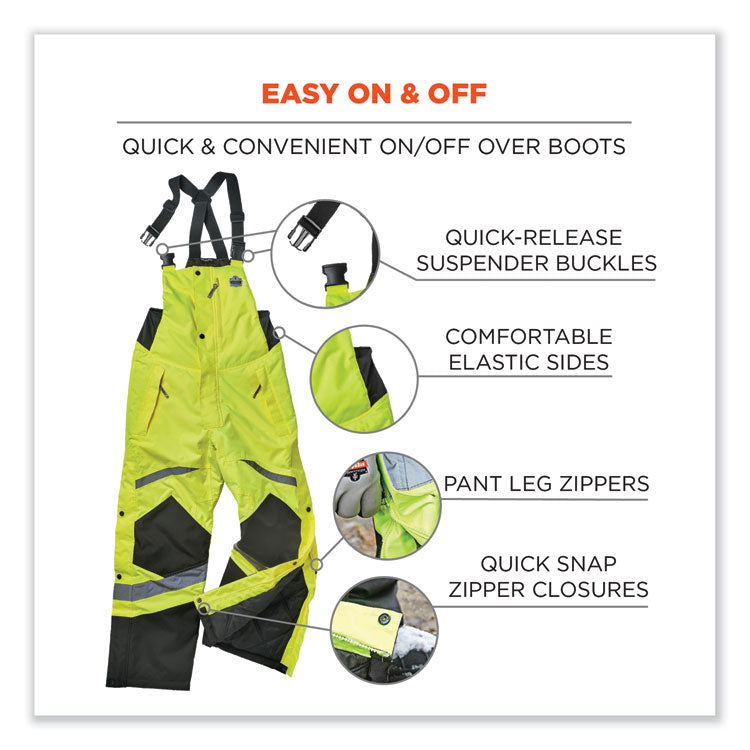 GloWear 8928 Class E Hi-Vis Insulated Bibs, 4X-Large, Lime