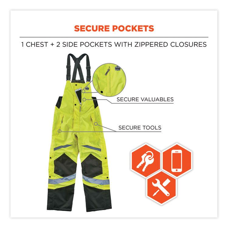 GloWear 8928 Class E Hi-Vis Insulated Bibs, 5X-Large, Lime