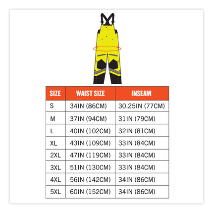 GloWear 8928 Class E Hi-Vis Insulated Bibs, 5X-Large, Lime