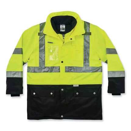 GloWear 8388 Class 3/2 Hi-Vis Thermal Jacket Kit, Medium, Lime