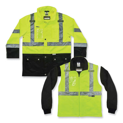 GloWear 8388 Class 3/2 Hi-Vis Thermal Jacket Kit, X-Large, Lime