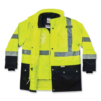 GloWear 8388 Class 3/2 Hi-Vis Thermal Jacket Kit, X-Large, Lime
