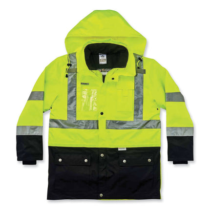 GloWear 8388 Class 3/2 Hi-Vis Thermal Jacket Kit, 4X-Large, Lime