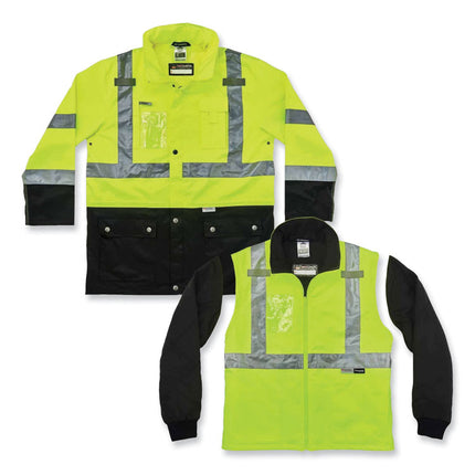 GloWear 8388 Class 3/2 Hi-Vis Thermal Jacket Kit, 5X-Large, Lime