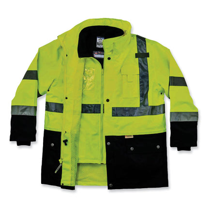 GloWear 8388 Class 3/2 Hi-Vis Thermal Jacket Kit, 5X-Large, Lime