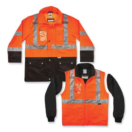 GloWear 8388 Class 3/2 Hi-Vis Thermal Jacket Kit, Small, Orange