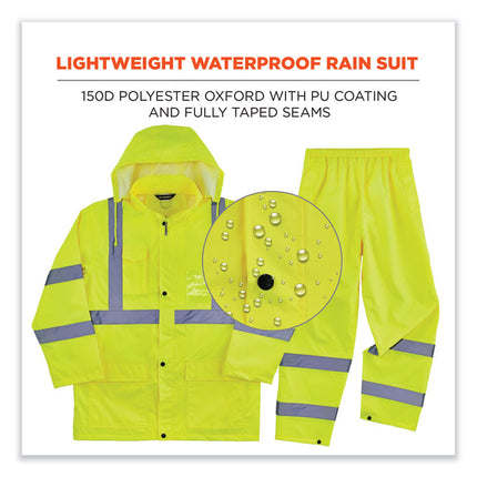 GloWear 8376K Lightweight HV Rain Suit, 2X-Large, Lime
