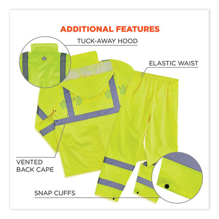 GloWear 8376K Lightweight HV Rain Suit, 2X-Large, Lime