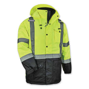 GloWear 8384 Class 3 Hi-Vis Quilted Thermal Parka, X-Large, Lime