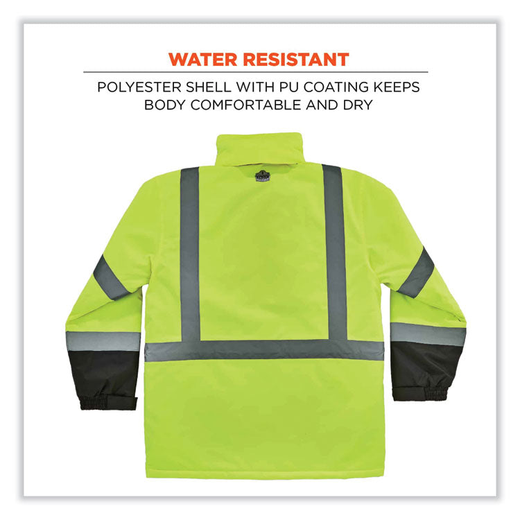 GloWear 8384 Class 3 Hi-Vis Quilted Thermal Parka, 2X-Large, Lime
