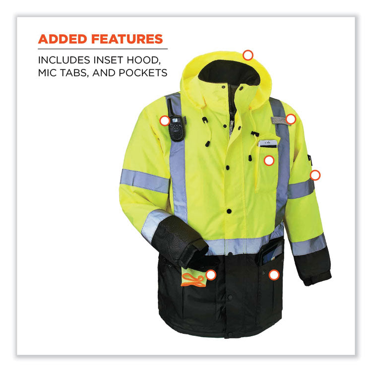 GloWear 8384 Class 3 Hi-Vis Quilted Thermal Parka, 2X-Large, Lime