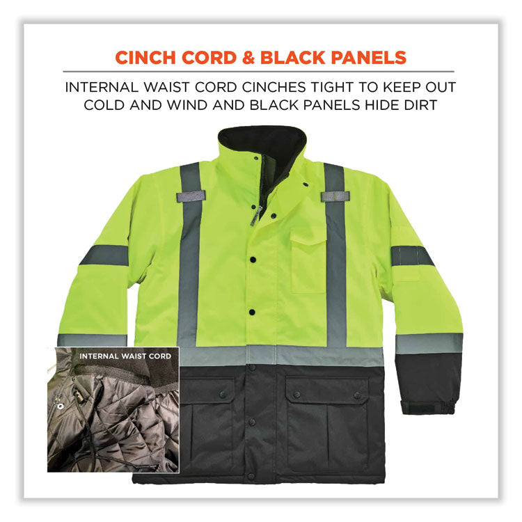 GloWear 8384 Class 3 Hi-Vis Quilted Thermal Parka, 3X-Large, Lime