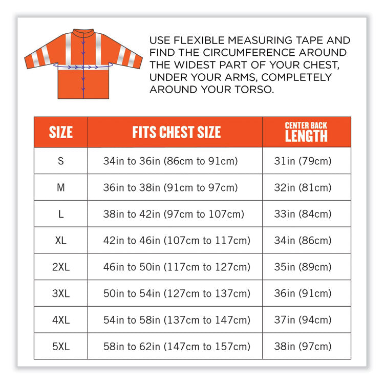 GloWear 8384 Class 3 Hi-Vis Quilted Thermal Parka, Small, Orange