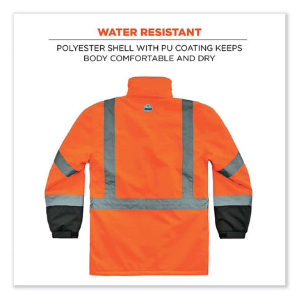 GloWear 8384 Class 3 Hi-Vis Quilted Thermal Parka, Large, Orange