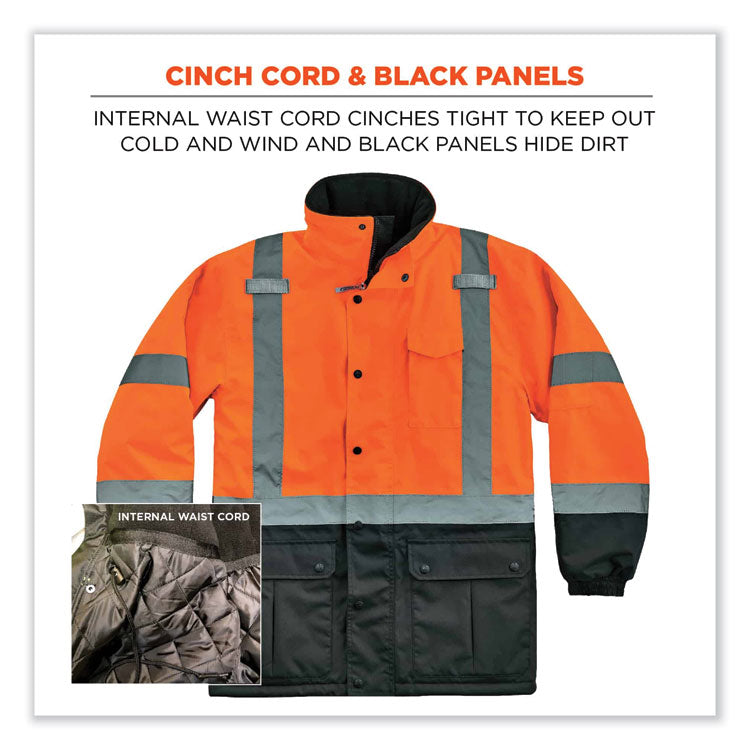 GloWear 8384 Class 3 Hi-Vis Quilted Thermal Parka, 3X-Large, Orange