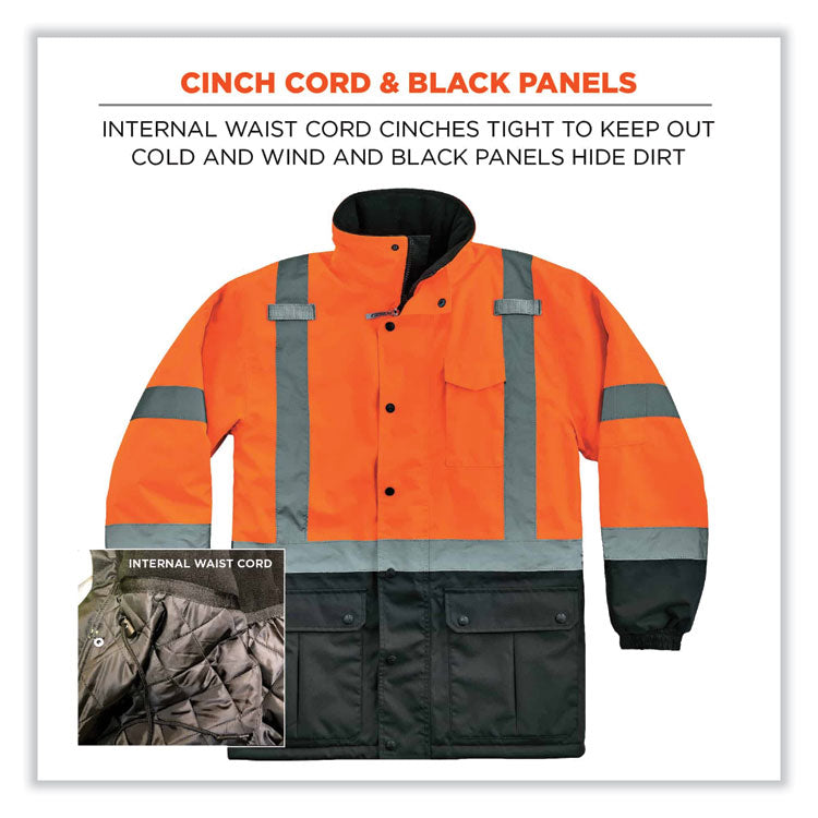 GloWear 8384 Class 3 Hi-Vis Quilted Thermal Parka, 5X-Large, Orange