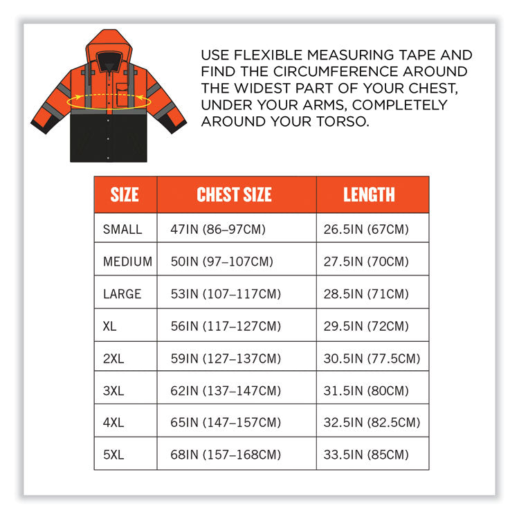 GloWear 8381 Class 3 Hi-Vis 4-in-1 Quilted Bomber Jacket, Orange, Medium