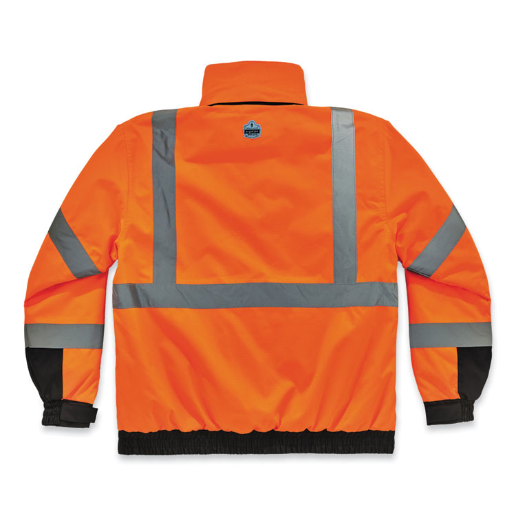 GloWear 8381 Class 3 Hi-Vis 4-in-1 Quilted Bomber Jacket, Orange, 5X-Large