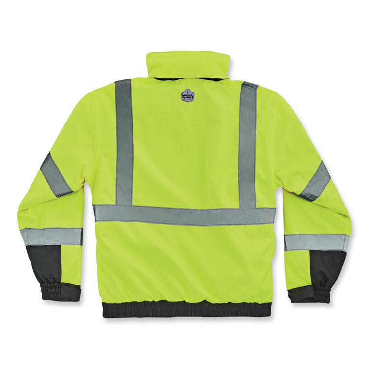 GloWear 8381 Class 3 Hi-Vis 4-in-1 Quilted Bomber Jacket, Lime, 2X-Large