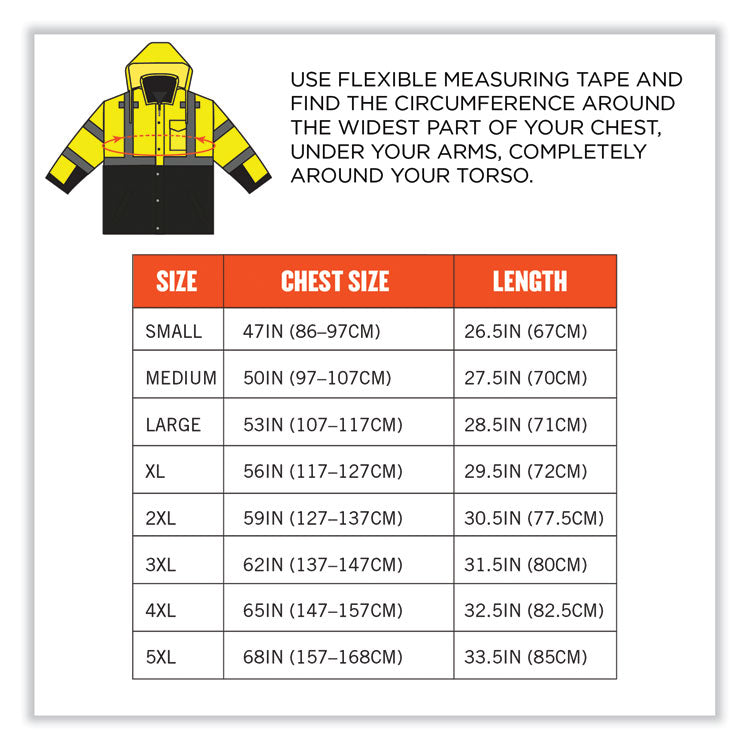 GloWear 8381 Class 3 Hi-Vis 4-in-1 Quilted Bomber Jacket, Lime, 4X-Large