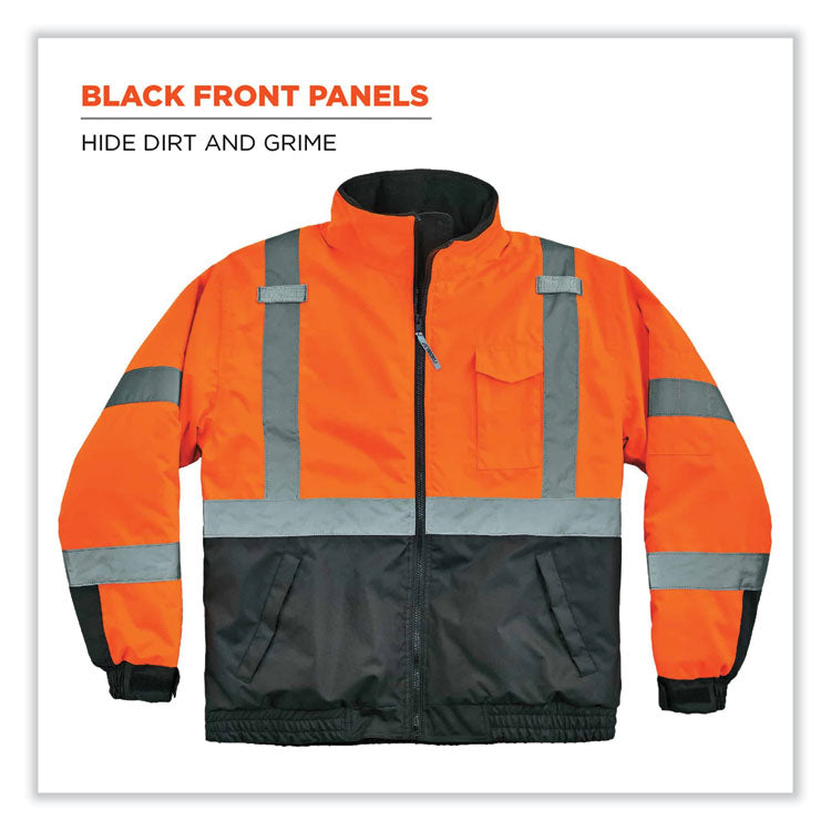 GloWear 8377 Class 3 Hi-Vis Quilted Bomber Jacket, Orange, Medium
