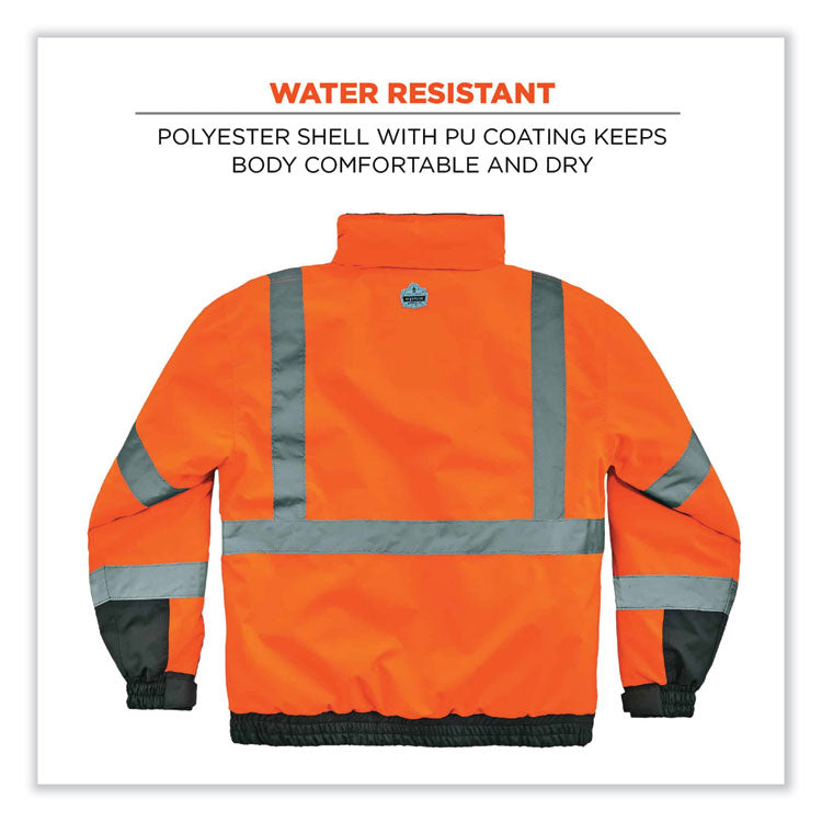 GloWear 8377 Class 3 Hi-Vis Quilted Bomber Jacket, Orange, X-Large