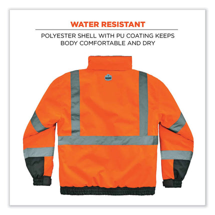 GloWear 8377 Class 3 Hi-Vis Quilted Bomber Jacket, Orange, 5X-Large