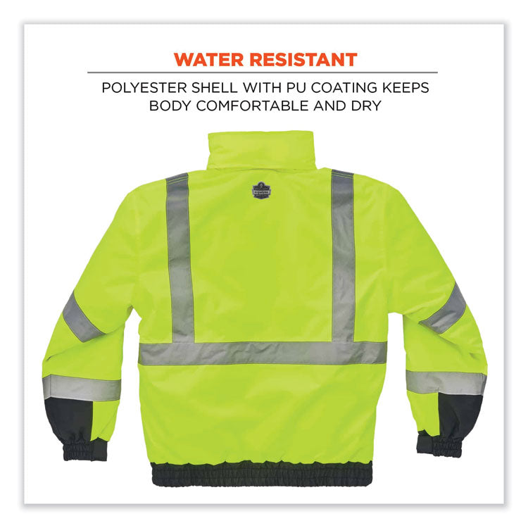 GloWear 8377 Class 3 Hi-Vis Quilted Bomber Jacket, Lime, Small